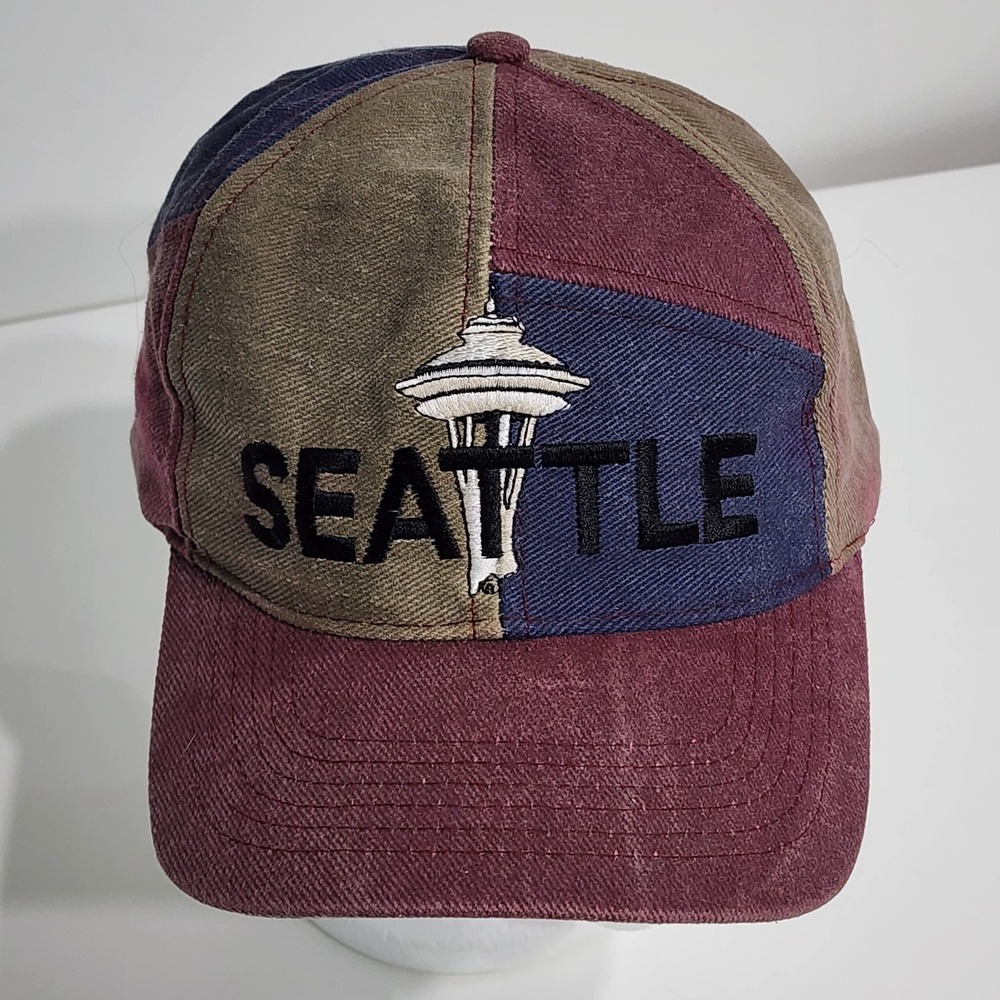 VTG Seattle Space Needle Baseball Cap Trucker Hat Embroidery Snapback 90s Denim